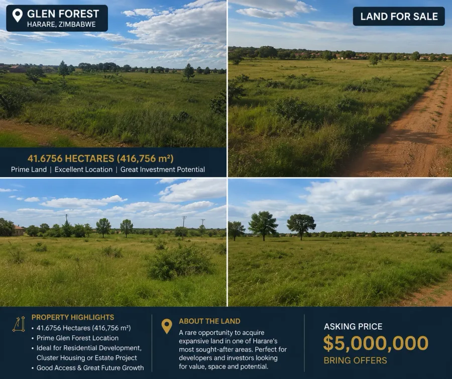 41.68-Hectare Prime Land in Glen Forest, Harare North
