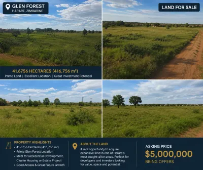 41.68-Hectare Prime Land in Glen Forest, Harare North